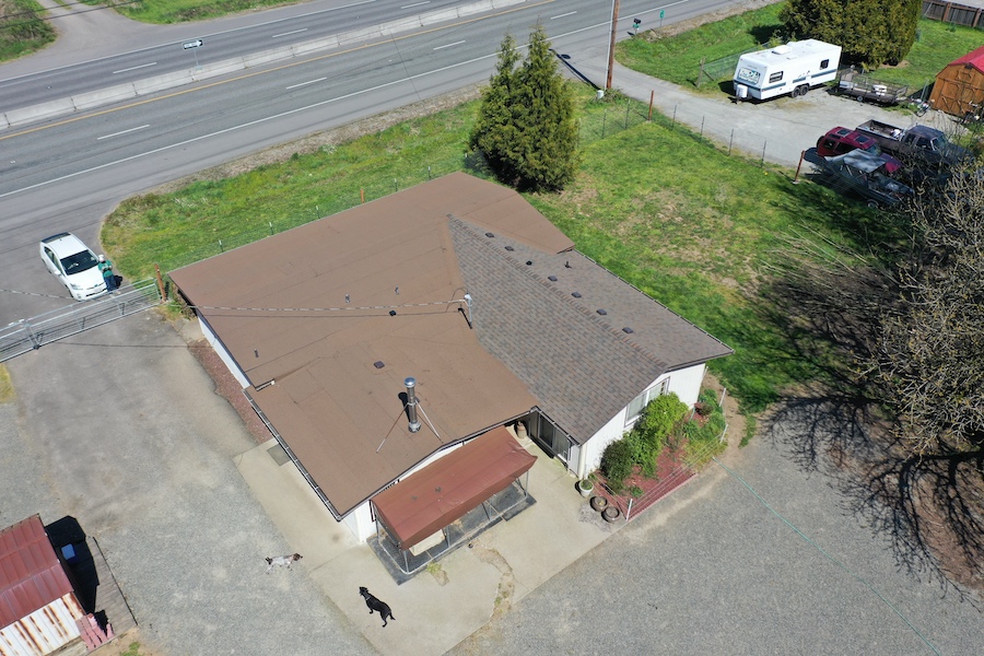 aerial photo of a roof after roof replacement services